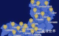 echarts大连市普兰店区geoJson地图水滴状气泡图代码演示